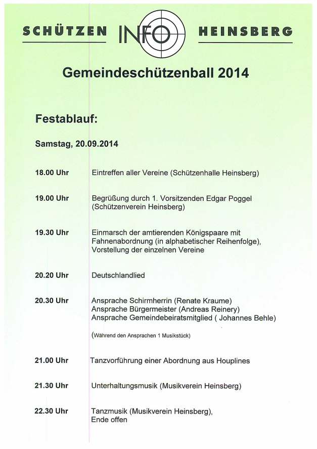Plakat Gemeindeschützenball Heinsberg